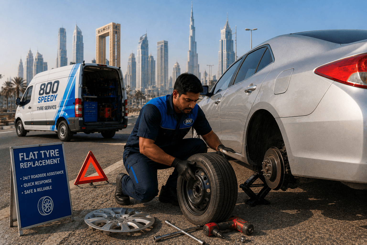 Flat Tyre Change Service in Dubai – starts from AED 99, in just 30 minutes